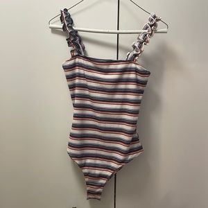 Striped Ruffle Bodysuit
